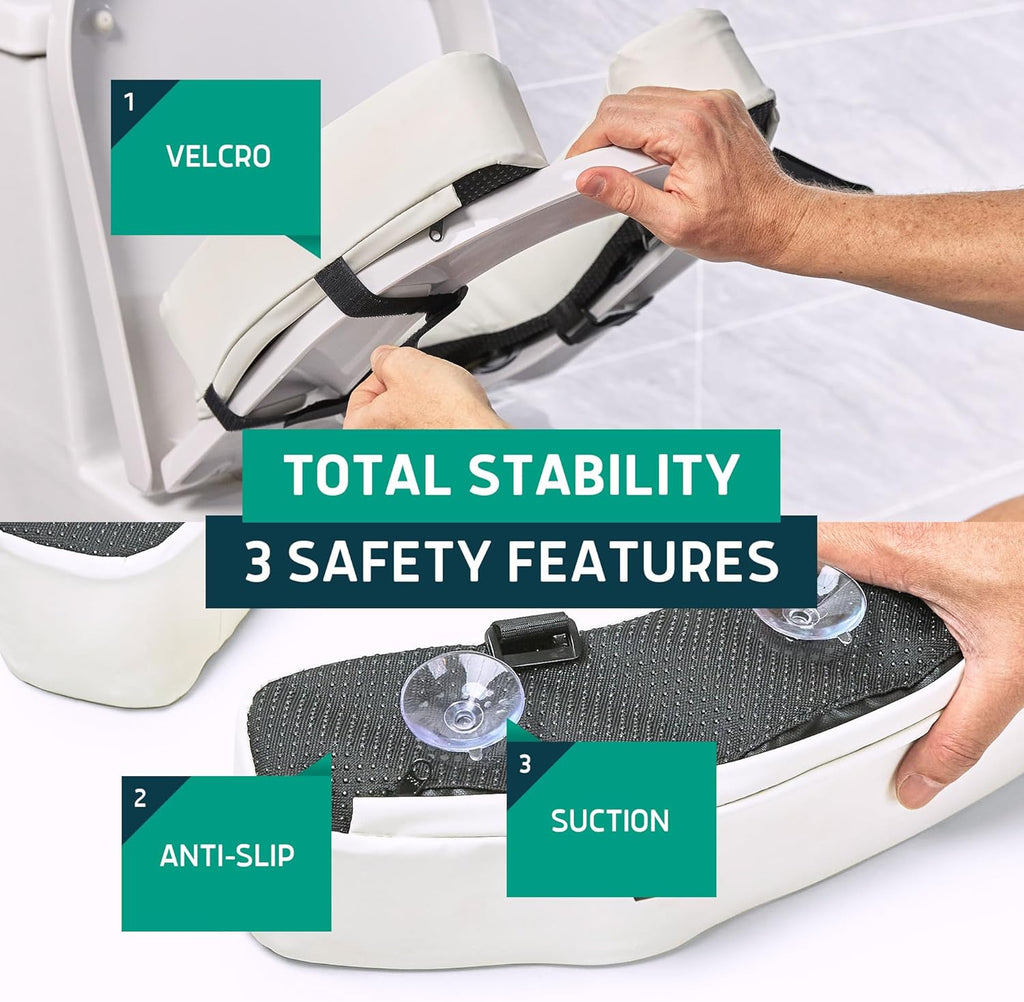 Padded Toilet Seat Riser for Seniors - Adds 3 inches. Universal Fit - FIRM Raised Toilet Seat Cushion with