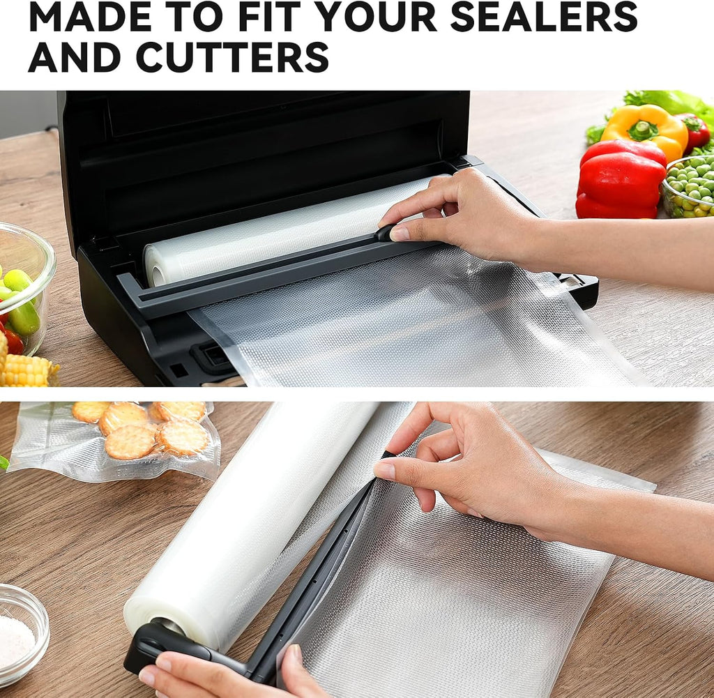 Vacuum Sealer Bags 11x16 2 rolls, for Food Saver, Suction Channel
