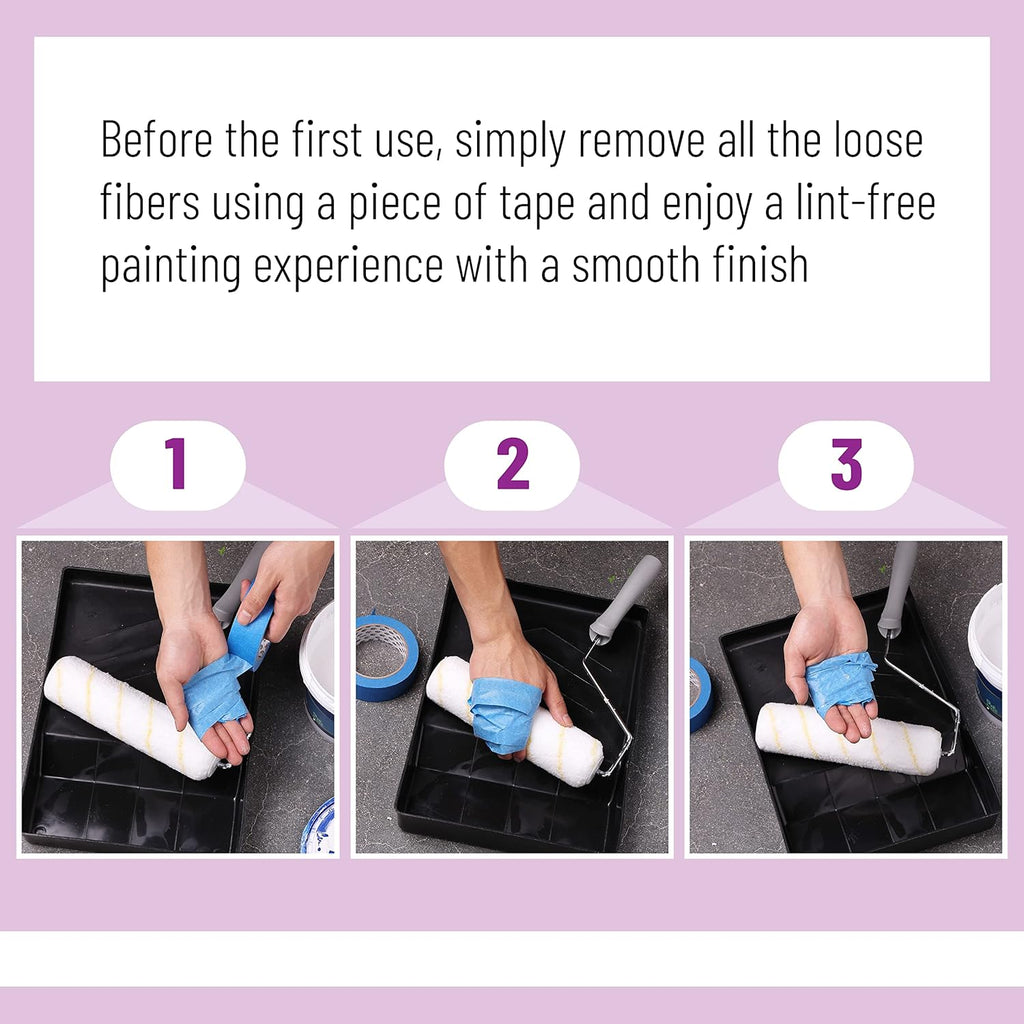 Bates- Paint Roller Covers, 1/2" x 9" Roller Covers, Pack of 5, Covers for Paint Rollers, Naps for Paint Roller