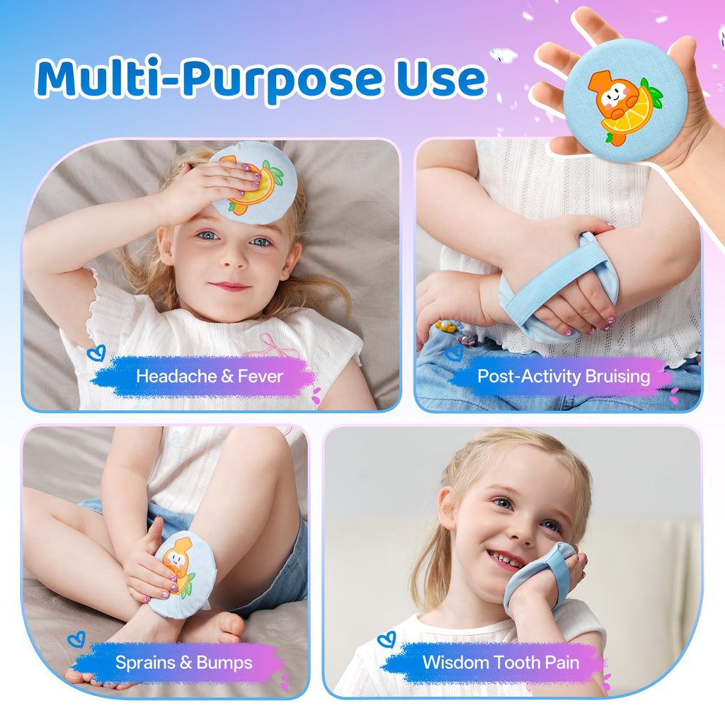 Small Gel Ice Packs, 4 Mini Reusable Cold Packs with 2 Cute Covers