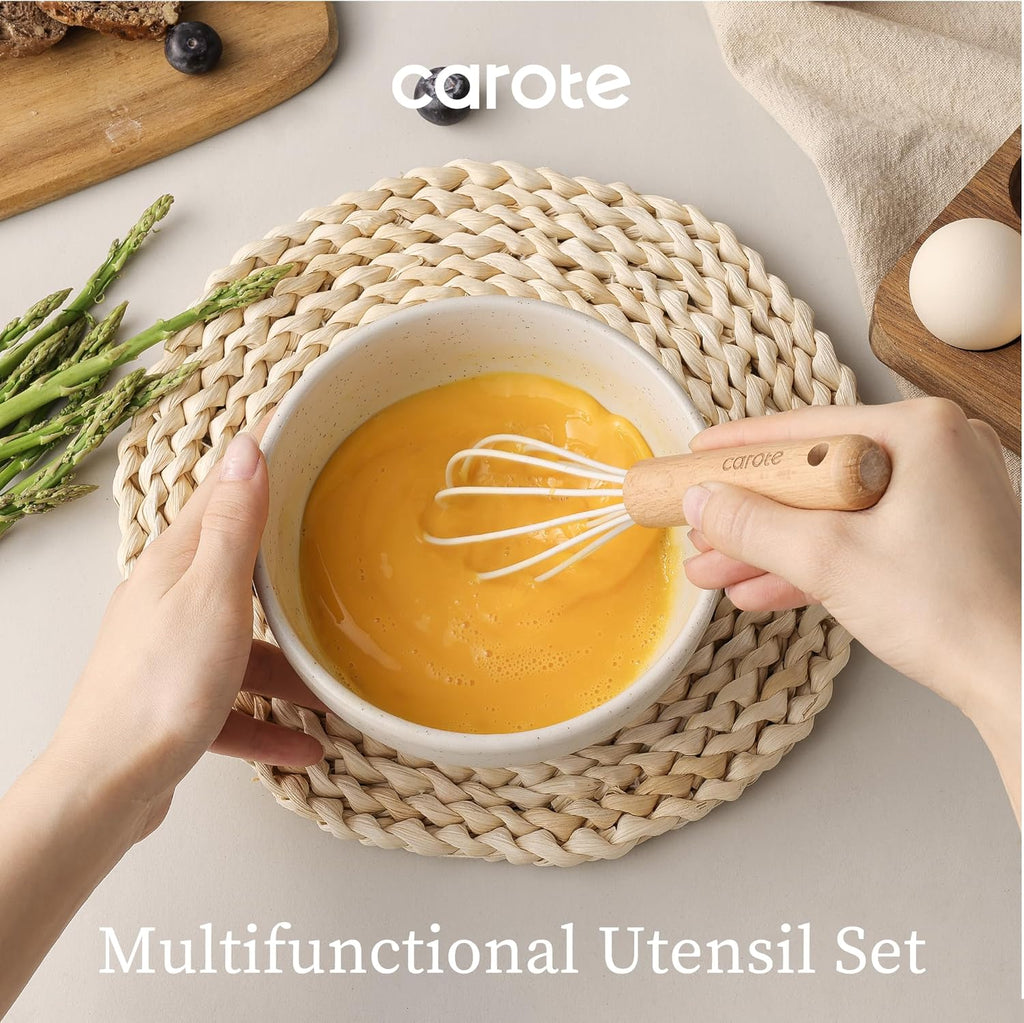 Silicone Cooking Utensils Set, Kitchen Utensils Set 10 Pcs for cooking, BPA Free Spatula Set with Heat Resistant Wood