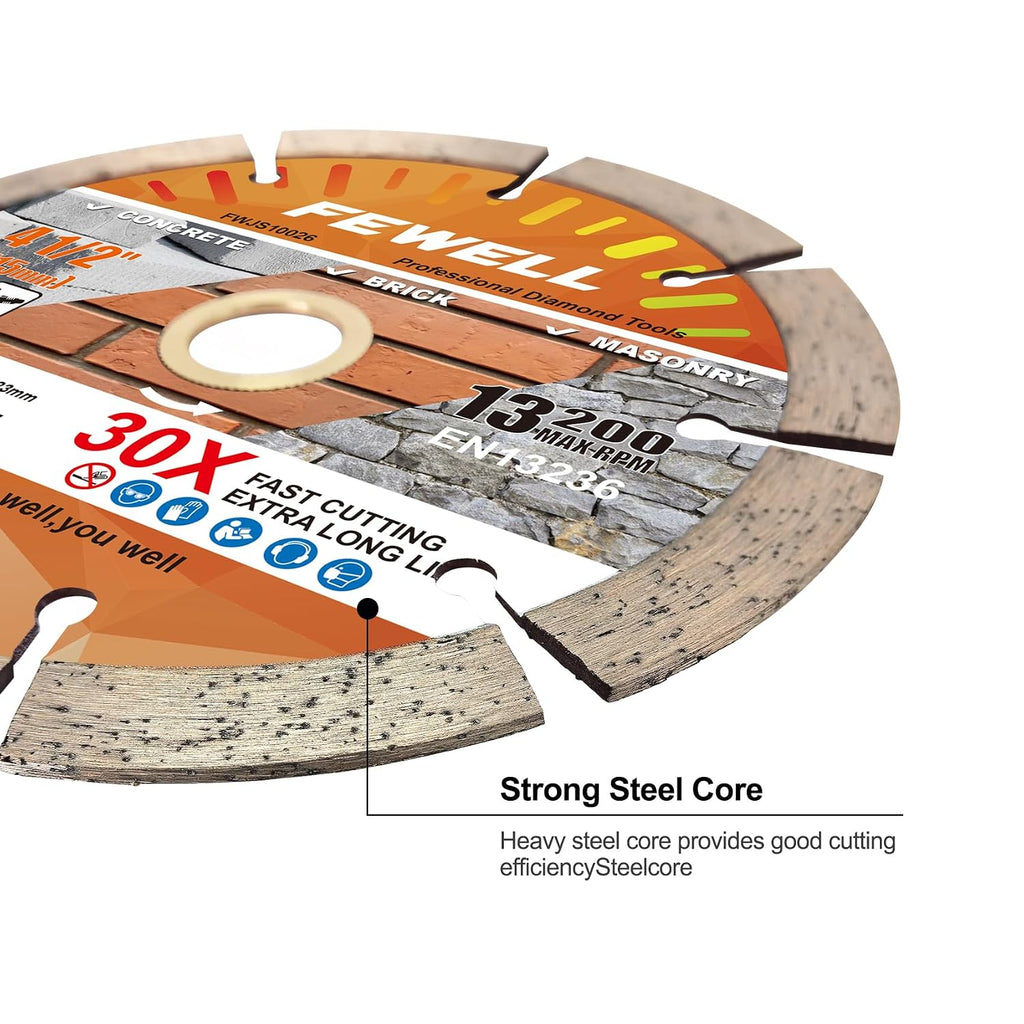 4 1/2 Inch Diamond Concrete Saw Blade,Segmented Concrete Blade for Angle Grinder Dry/Wet Cutting Masonry Brick Block