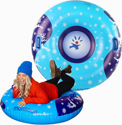 [Glider] Luxury Snow Tube for Sledding Heavy Duty Sleds with Handles for Adults - Blue