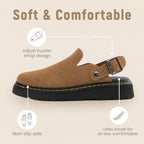 Women's Slip On Suede Clogs with Back Strap Chestnut 5.5