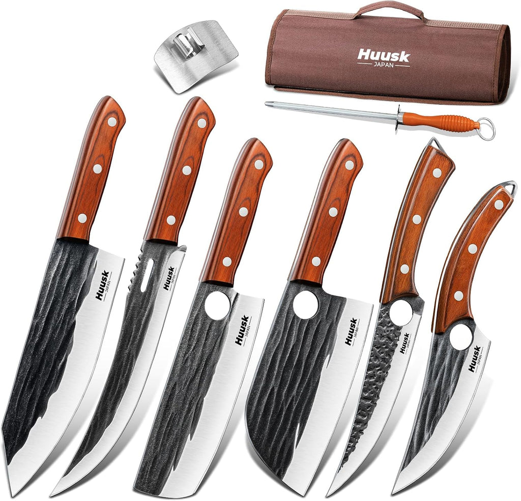 Serbian Chef Knife Set - 6 PCS Hand Forged Kitchen Knife Set with Bag