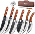 Serbian Chef Knife Set - 6 PCS Hand Forged Kitchen Knife Set with Bag