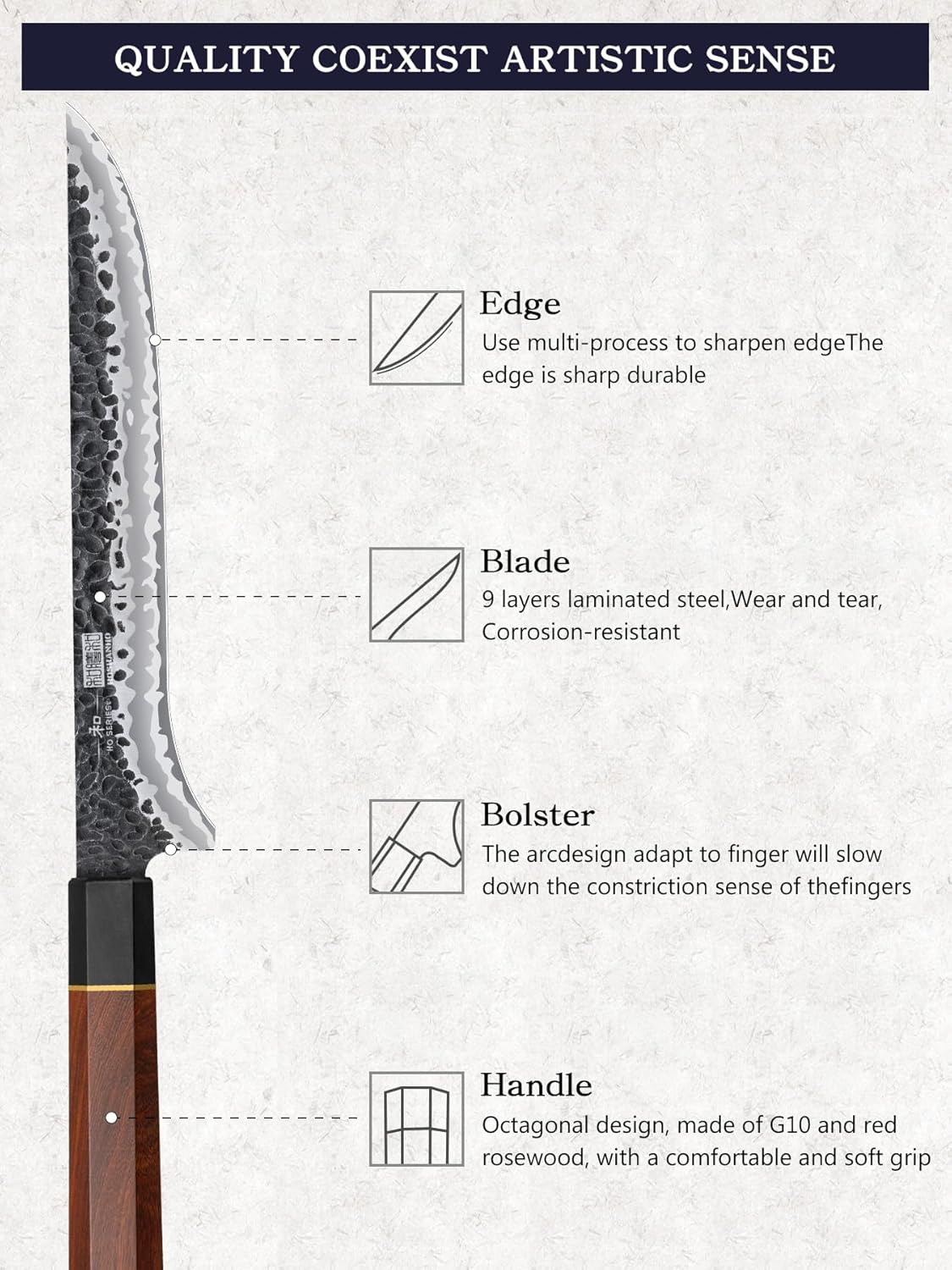 7 Inch Fillet Knife, Razor Sharp Hand Forged Boning Knife