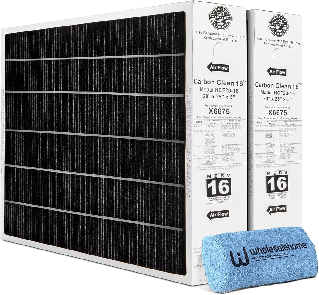 Lennox X6675 20x25x5 Air Filter, Lennox Healthy Climate Carbon Clean Merv 16 Home Furnace Filter for HVAC system 2