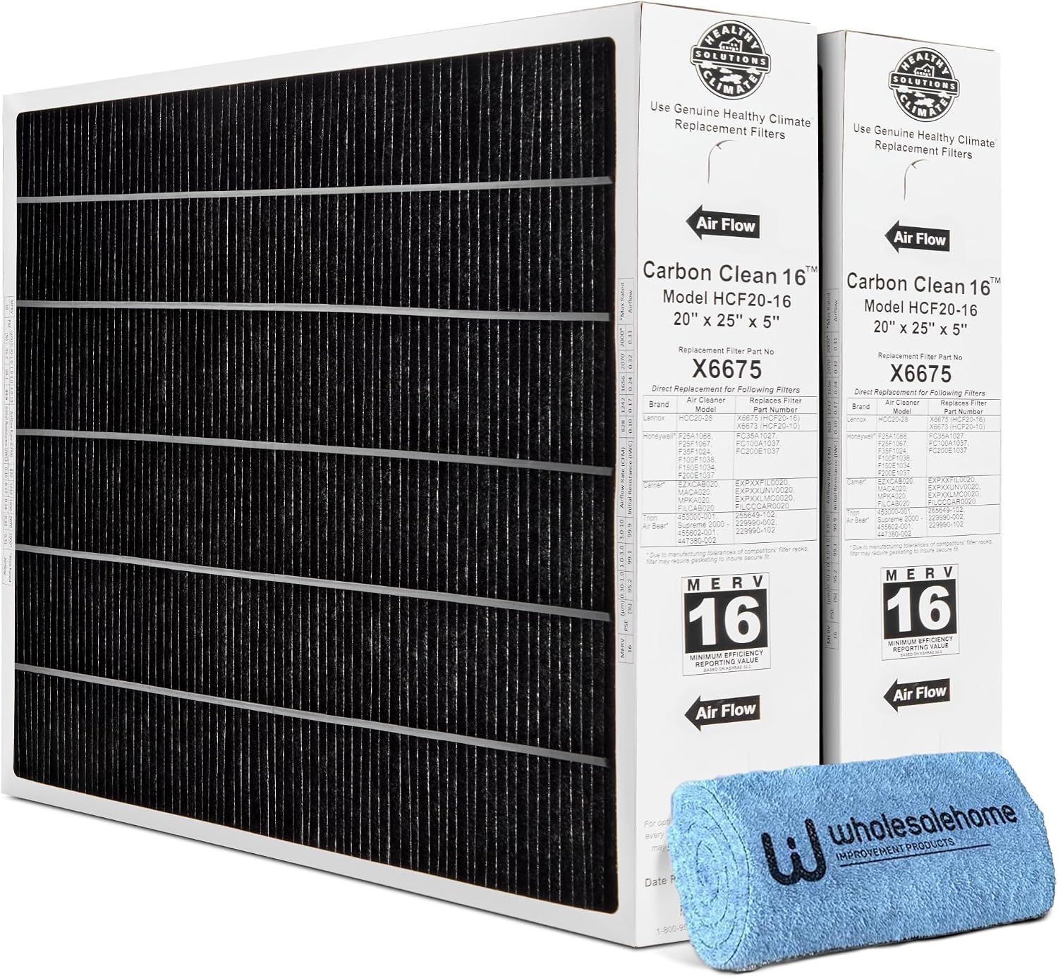 Lennox X6675 20x25x5 Air Filter, Lennox Healthy Climate Carbon Clean Merv 16 Home Furnace Filter for HVAC system 2