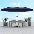 15ft Large Outdoor Patio Umbrella with Base Included, Navy Blue