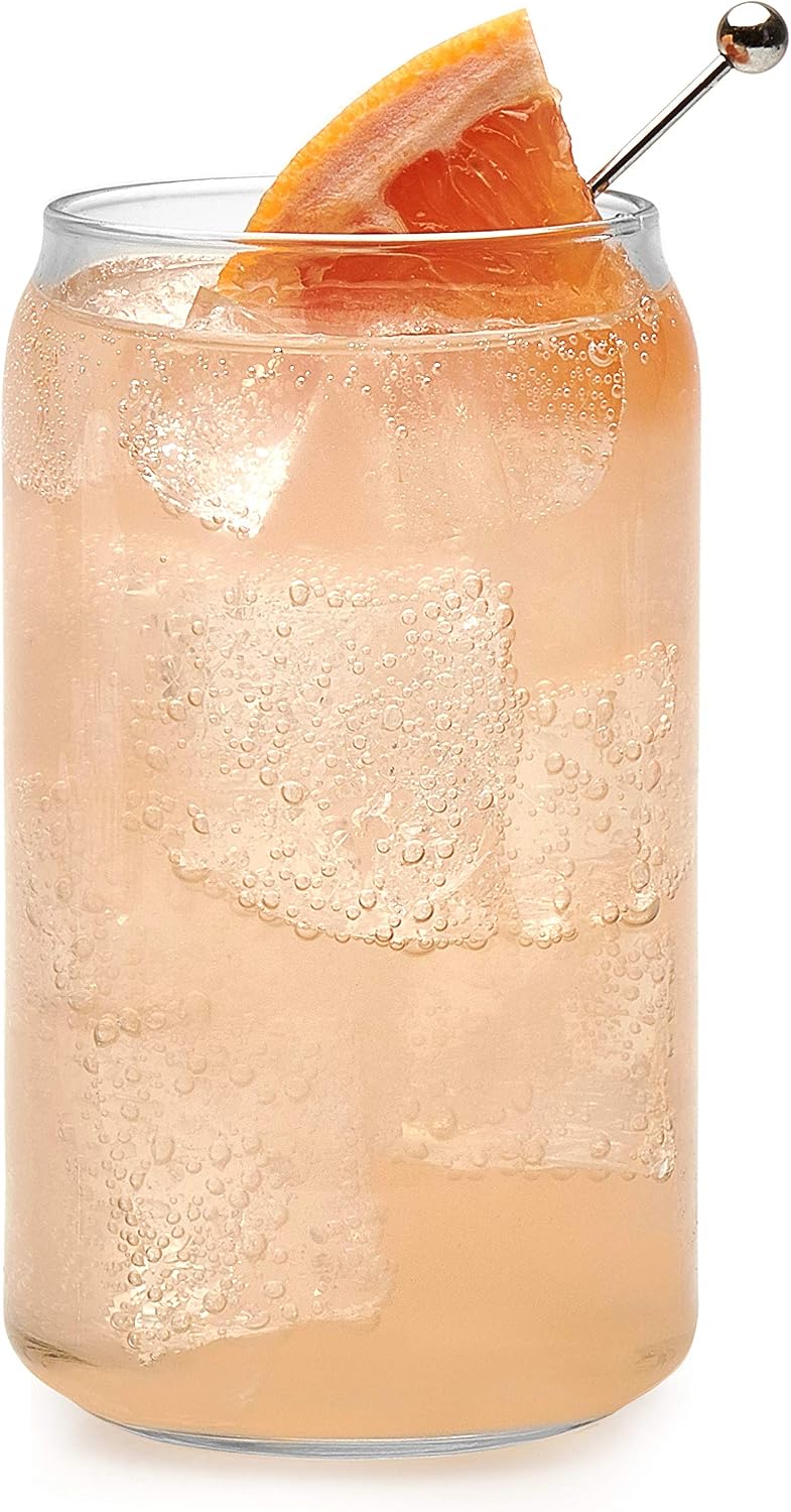 Can Shaped Beer Glass - 16 oz - 4 PACK w/ Pourer
