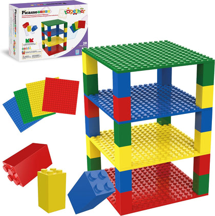 Building Blocks Classic Brick 28PC Stackable Platform Foundation Base Plate Multi Color Set for Build Block Bricks