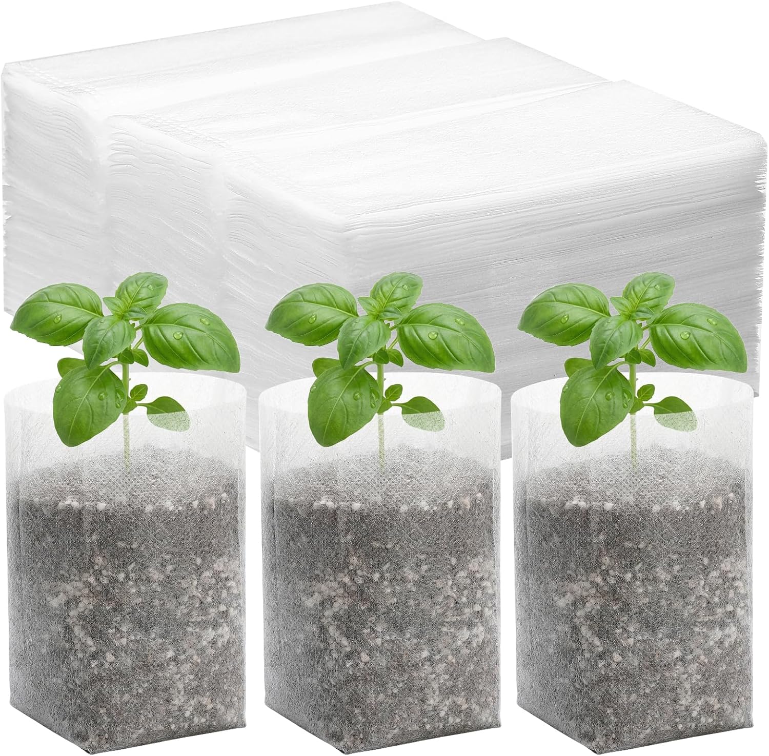 Fabric Plant Grow Bags - 200pcs Seed Starter Planting Bags Seedling Pots 5.5x6.3 inches, Nursery Pots for Plants