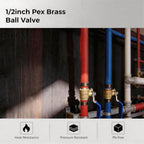 VANCOCO PEX B Ball Valve 1/2", Blue, 2-Pack