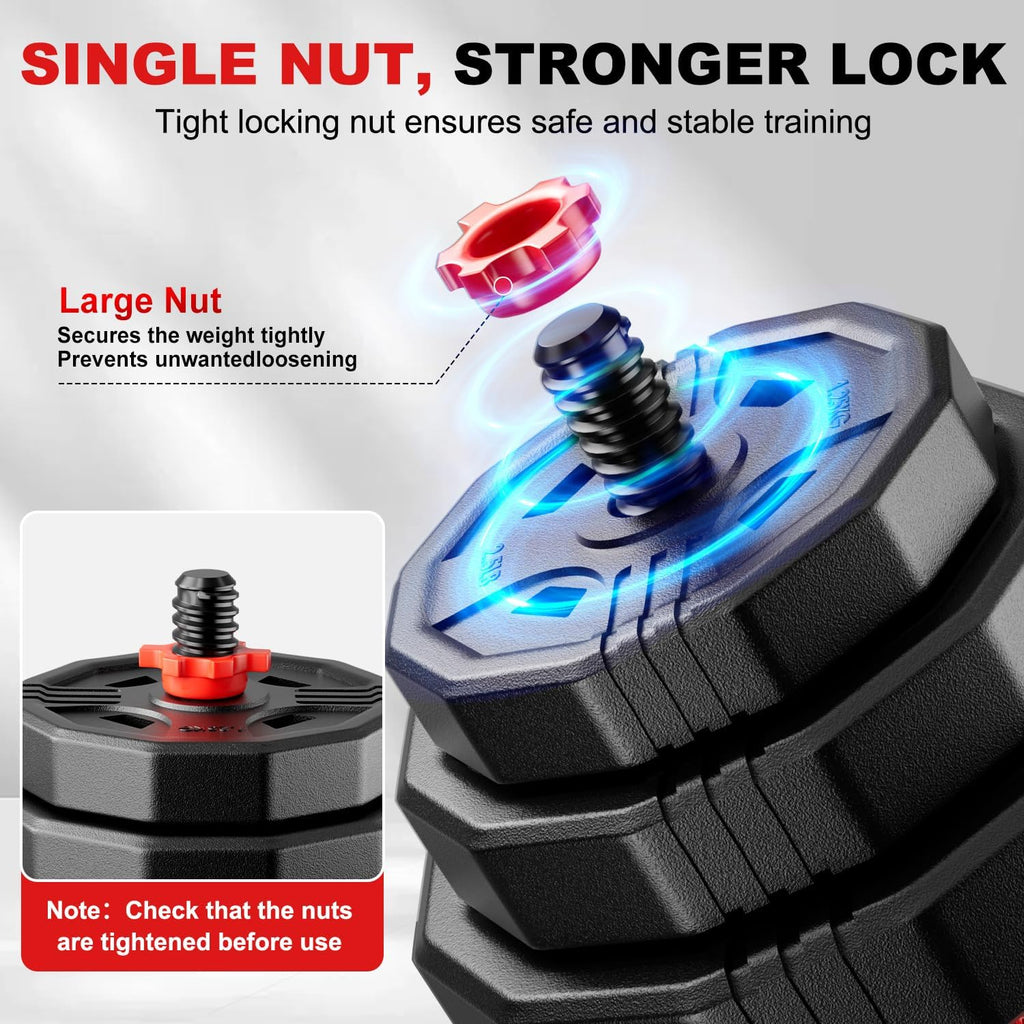 Adjustable dumbbell set, 20/30/45/70/90lbs Free Weight Set with Connector, 5 in1 Multi-Function Dumbbells Set Used as