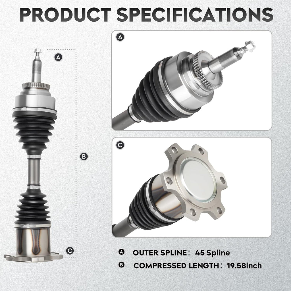 ILONPA NEW Left & Right Front CV Axle Shaft Assembly 2PCs CV Joint