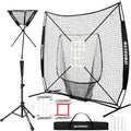 7x7ft Baseball Practice Net with Batting Tee,Caddy and Strike Zone | Baseball backstop net with 7-strand knotless