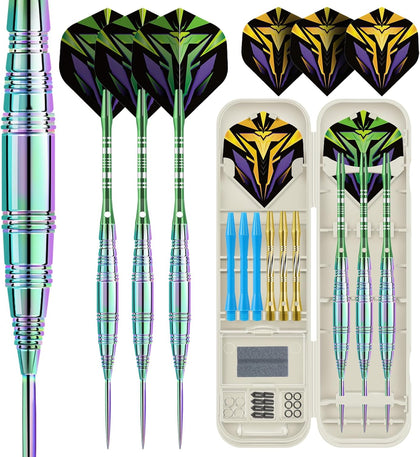 Professional Steel Tip Darts Set, 3 Pack 21/22/23/24g Darts Metal Tip Set with Extra Dart Shafts/Flights & Dart
