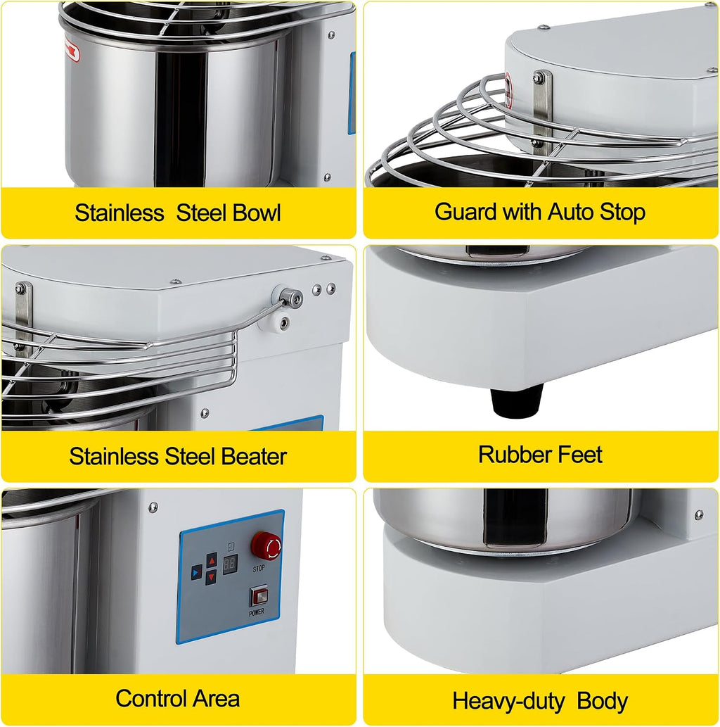 BMD10 10L Spiral Dough Mixer Stainless Steel for Baking