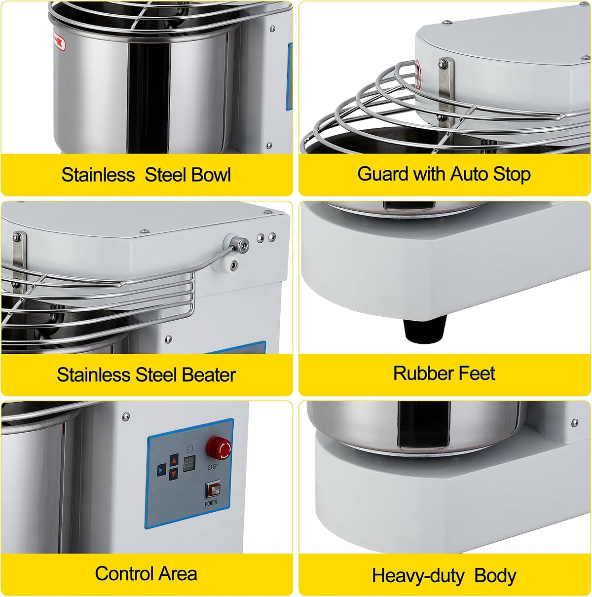 BMD10 10L Spiral Dough Mixer Stainless Steel for Baking