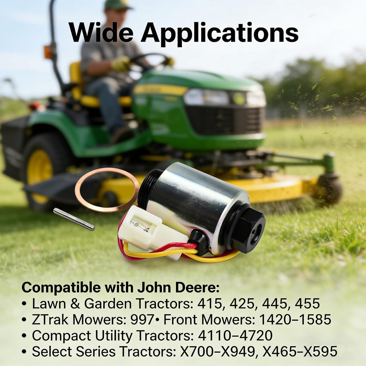 AM878297 PTO Solenoid Replacement for John Deere Lawn & Garden Tractors | Replaces AM878282, Compatible with 415 425