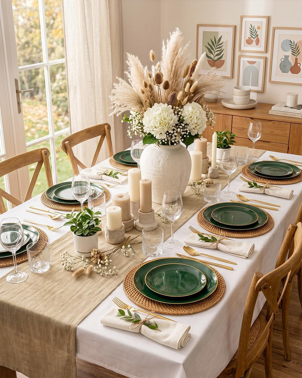 100PCS Green Plastic Plates - Green Disposable Plates With Gold Rim - Include 50 Pieces Dinner 10.25inch,50 Pieces