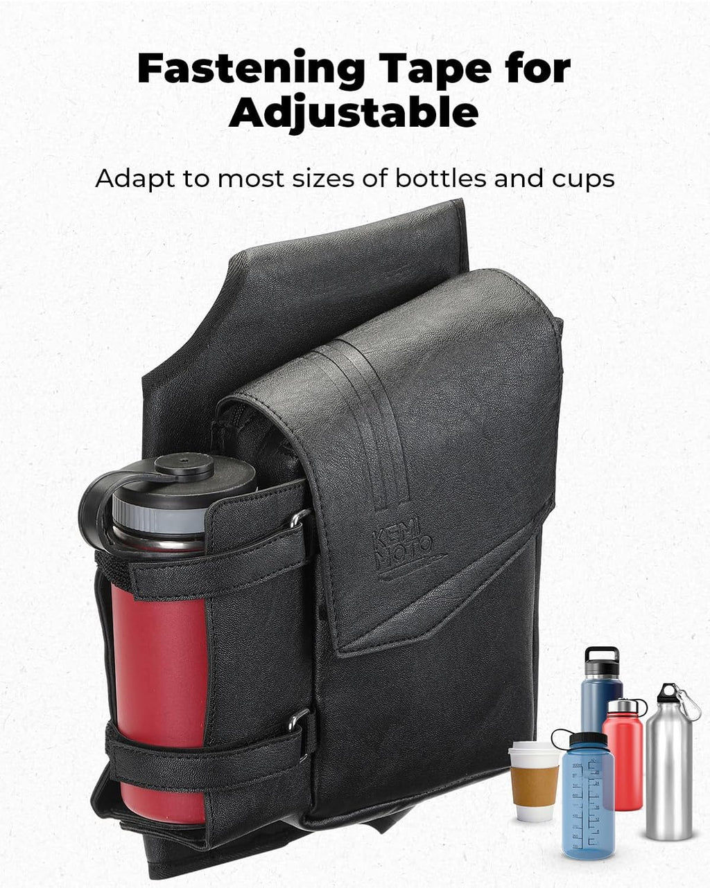 Side Saddlebag Guard Bag Organizer with Bottle Holder PU Leather | Compatible with Touring Road King Electra Glide