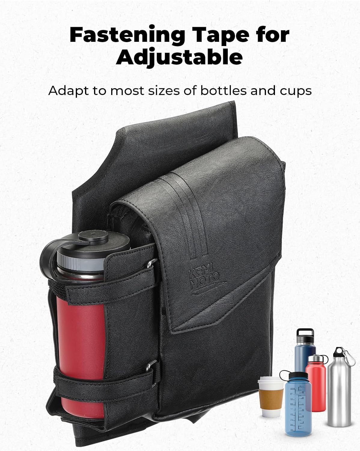 Side Saddlebag Guard Bag Organizer with Bottle Holder PU Leather | Compatible with Touring Road King Electra Glide