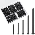 490 PCS 5 Sizes Black Hardware Nails Assortment Kit, Flat Nails, Wood Nails, Wall Nails, Common Nails
