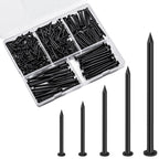 490 PCS 5 Sizes Black Hardware Nails Assortment Kit, Flat Nails, Wood Nails, Wall Nails, Common Nails