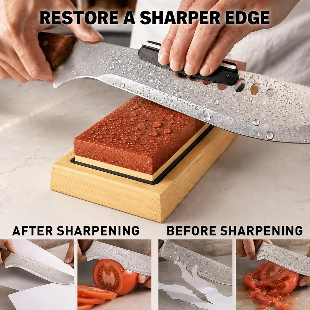 12-Piece Knife Sharpening Stone Set, Whetstone 4 Side 400/1000 3000/8000 Grit, Whetstone Knife Sharpener Stone Kit