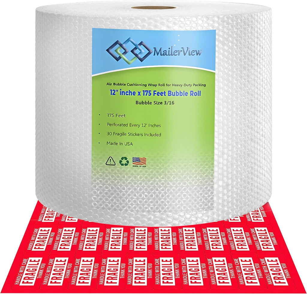 Heavy Duty Small Bubble Wrap Roll for Moving & Packing, 12 in x 175 ft