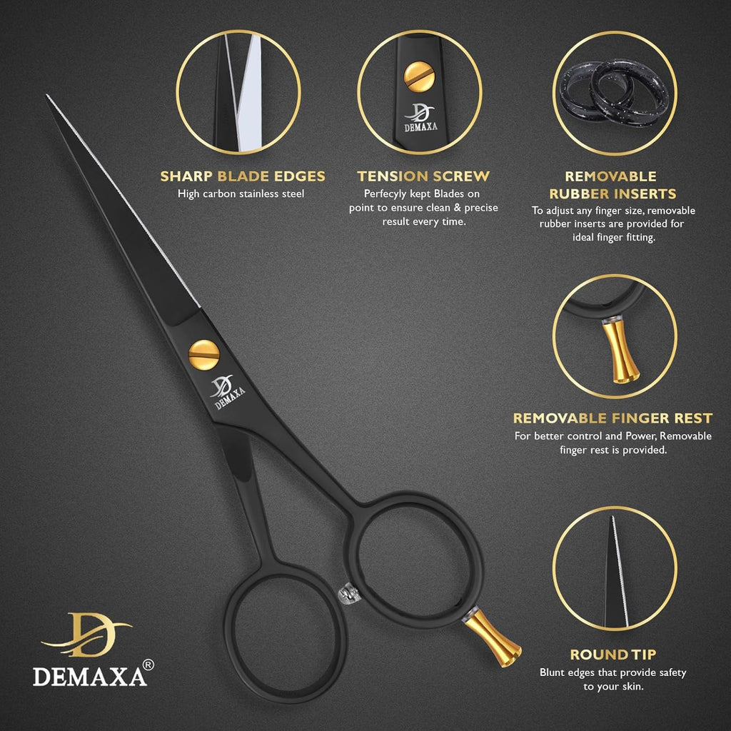 5" Professional Beard Scissors for men Mustache Scissors with 1 Mustache Comb, 1 Beard Comb & Soft Pouch – Prefect