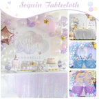 50x102 Inches Sequin Tablecloth Sparkle Iridescent Rectangle Table