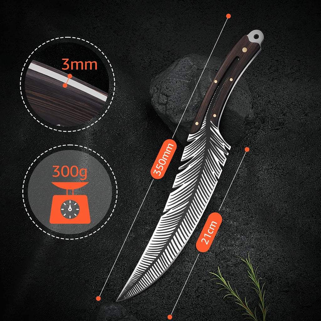 Feather Carving Knife, 8 Inch Boning Knife with Sheath and Gift Box