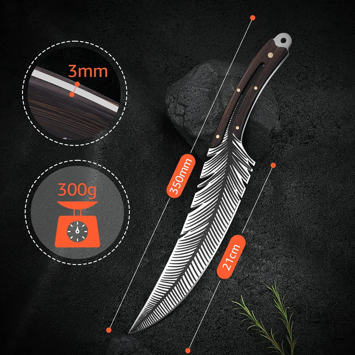 Feather Carving Knife, 8 Inch Boning Knife with Sheath and Gift Box