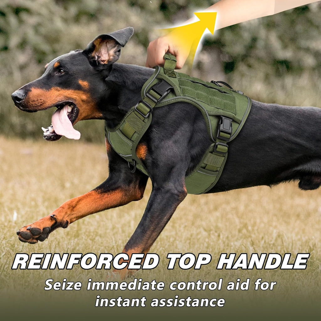 Tactical Dog Harness for Large Dogs, Heavy Duty No Pull Dog Harness with Handle, Adjustable Reflective Military K9