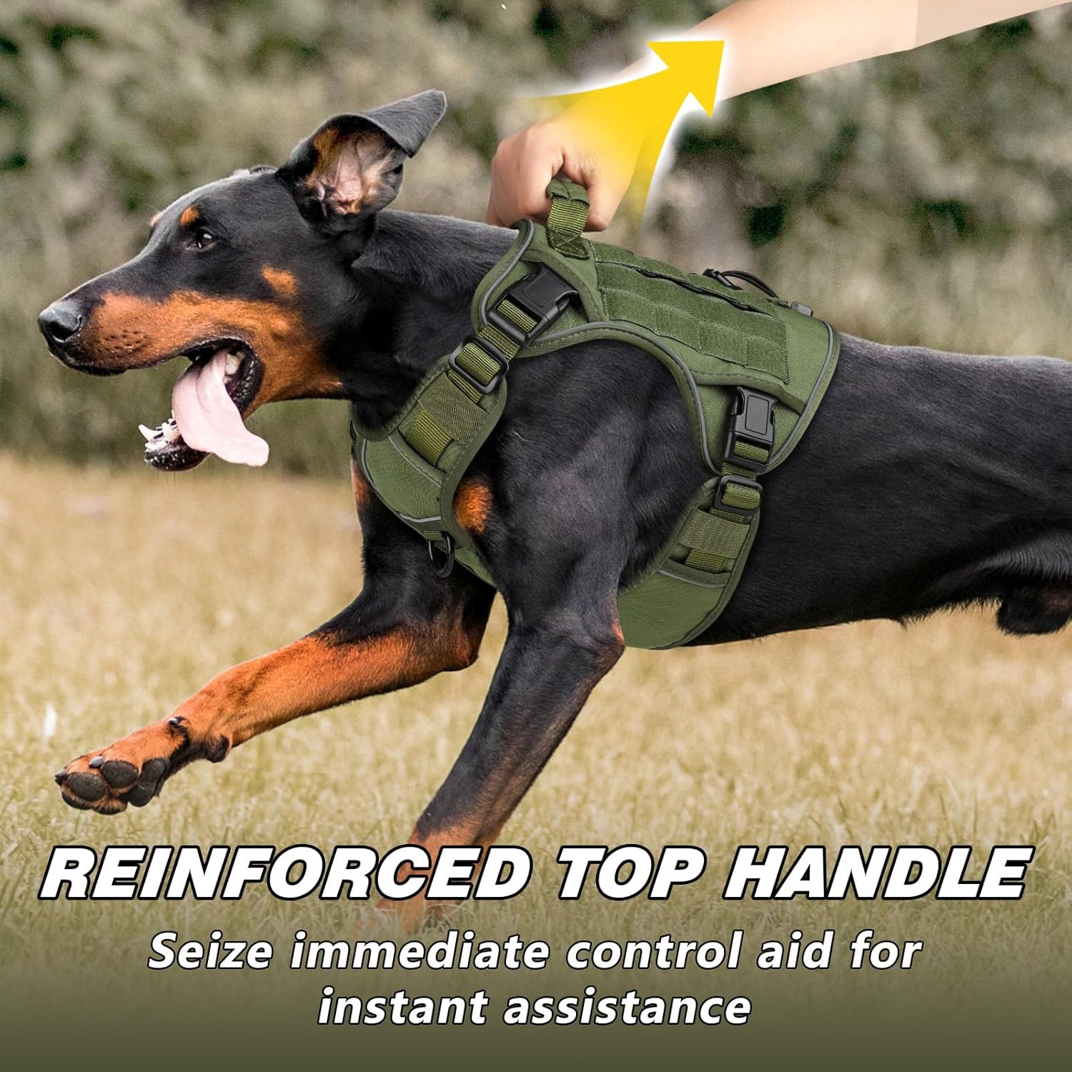 Tactical Dog Harness for Large Dogs, Heavy Duty No Pull Dog Harness with Handle, Adjustable Reflective Military K9