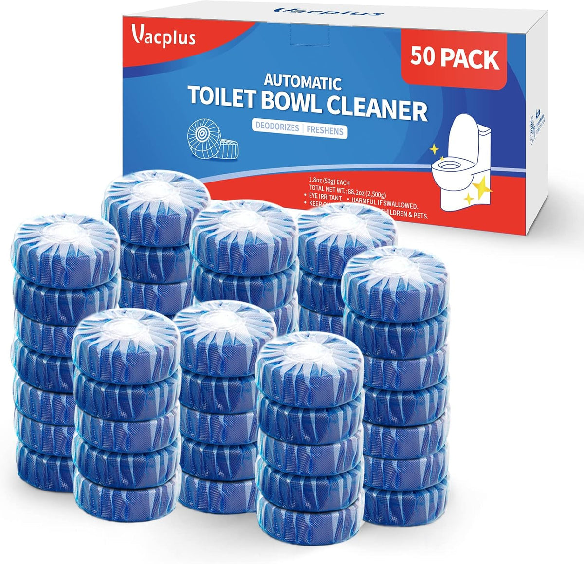 Toilet Bowl Cleaner Tablet, Commercial Bathroom Cleaners, 50 Pack