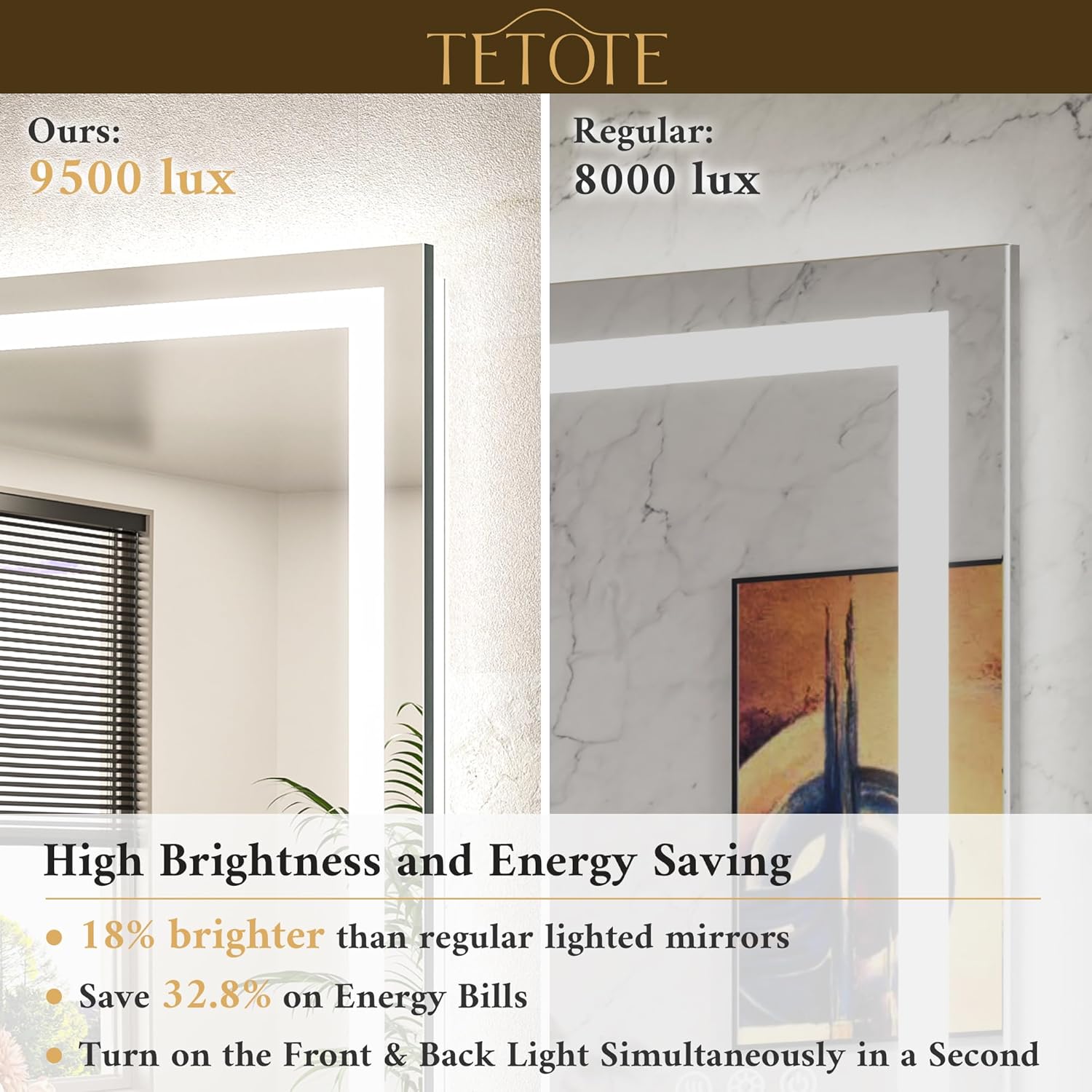 LED Bathroom Mirror 24 x 30 Inch Lighted Bathroom Vanity Mirror with Lights, Brighter Frontlit and Backlit Light up