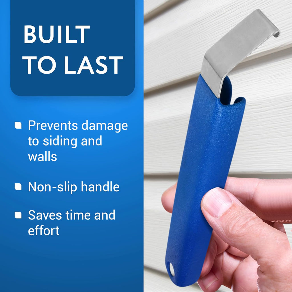 Vinyl Siding Removal Tool Kit - Pack of 2, Blue - One-Piece Steel Zip Tool for Siding Removal - 7-Inch Extra-Leverage