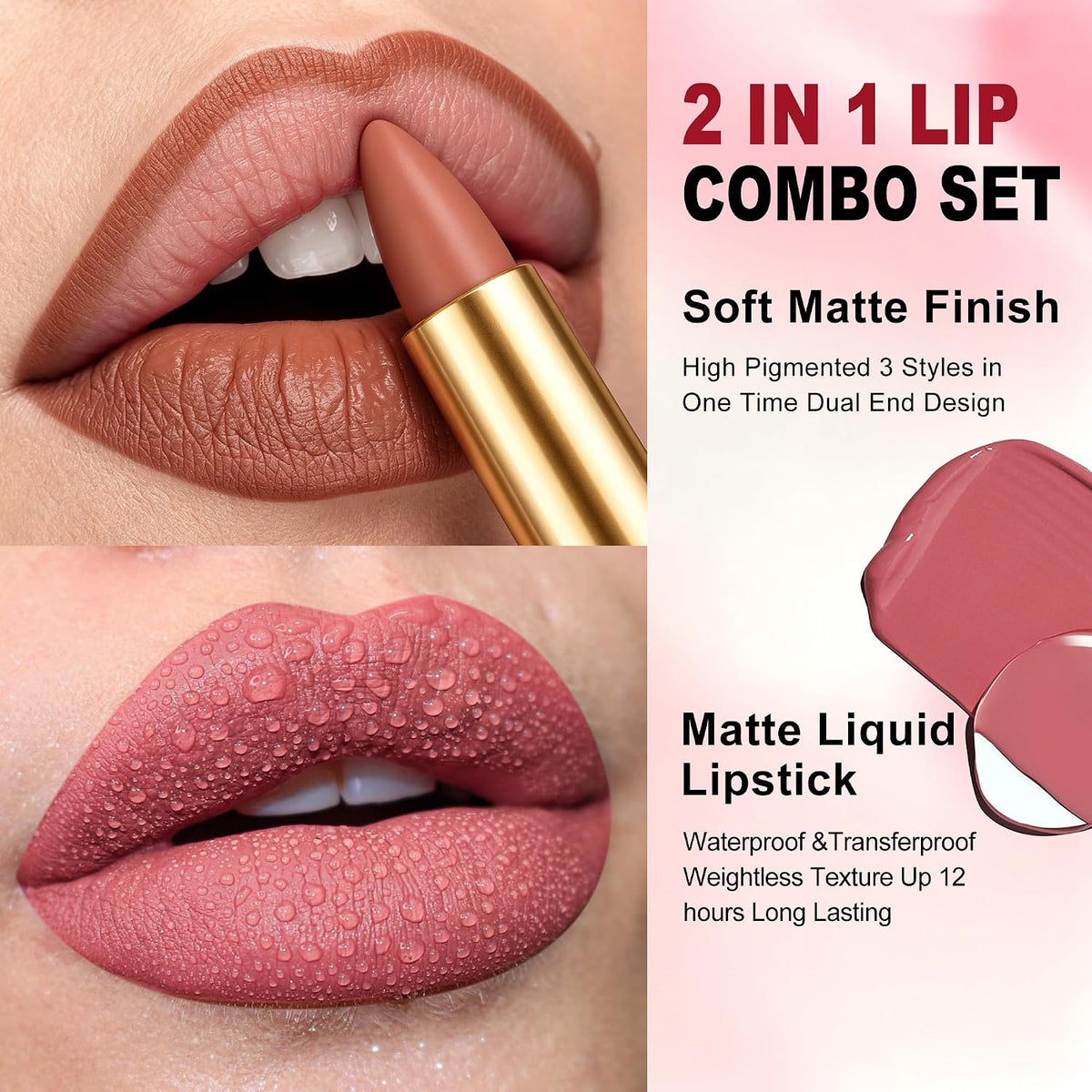 Hot Pink Lip Liner Silver Lip Gloss Combo for Women