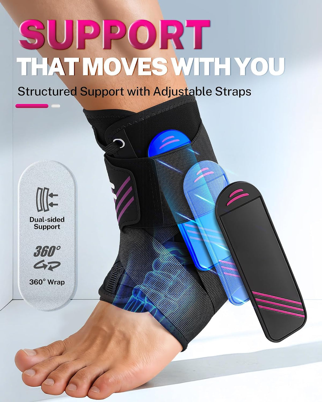 1.5mm Ultra Thin Ankle Brace for Women Men, Figure-8 Support
