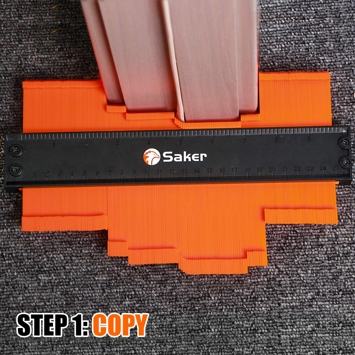Saker Connection Profile Gauge-Adjustable Lock-Must Have Tool for DIY Handyman, Construction (5+10 INCH, BLACK+BLACK)