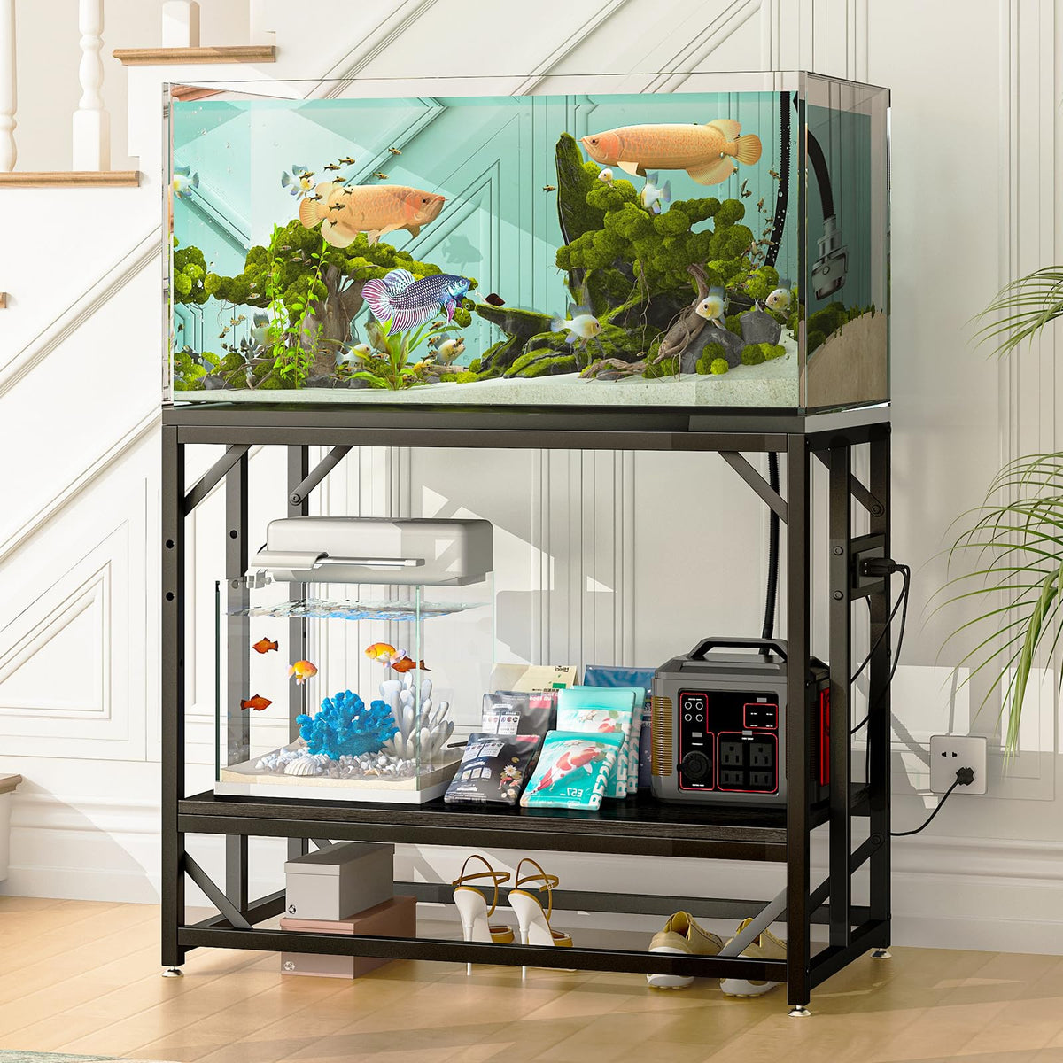 40 Gallon Fish Tank Stand with Power Outlet,Adjustable Shelf