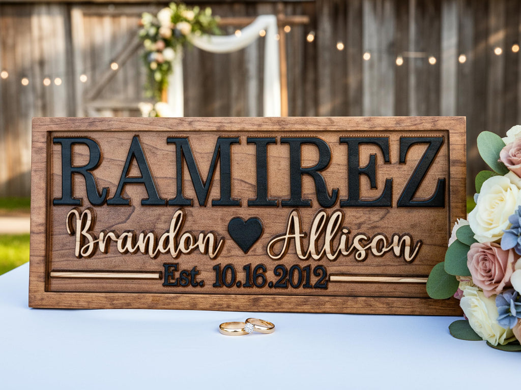 Personalized Wedding Last Name Established Wooden Sign | Engagement Gift