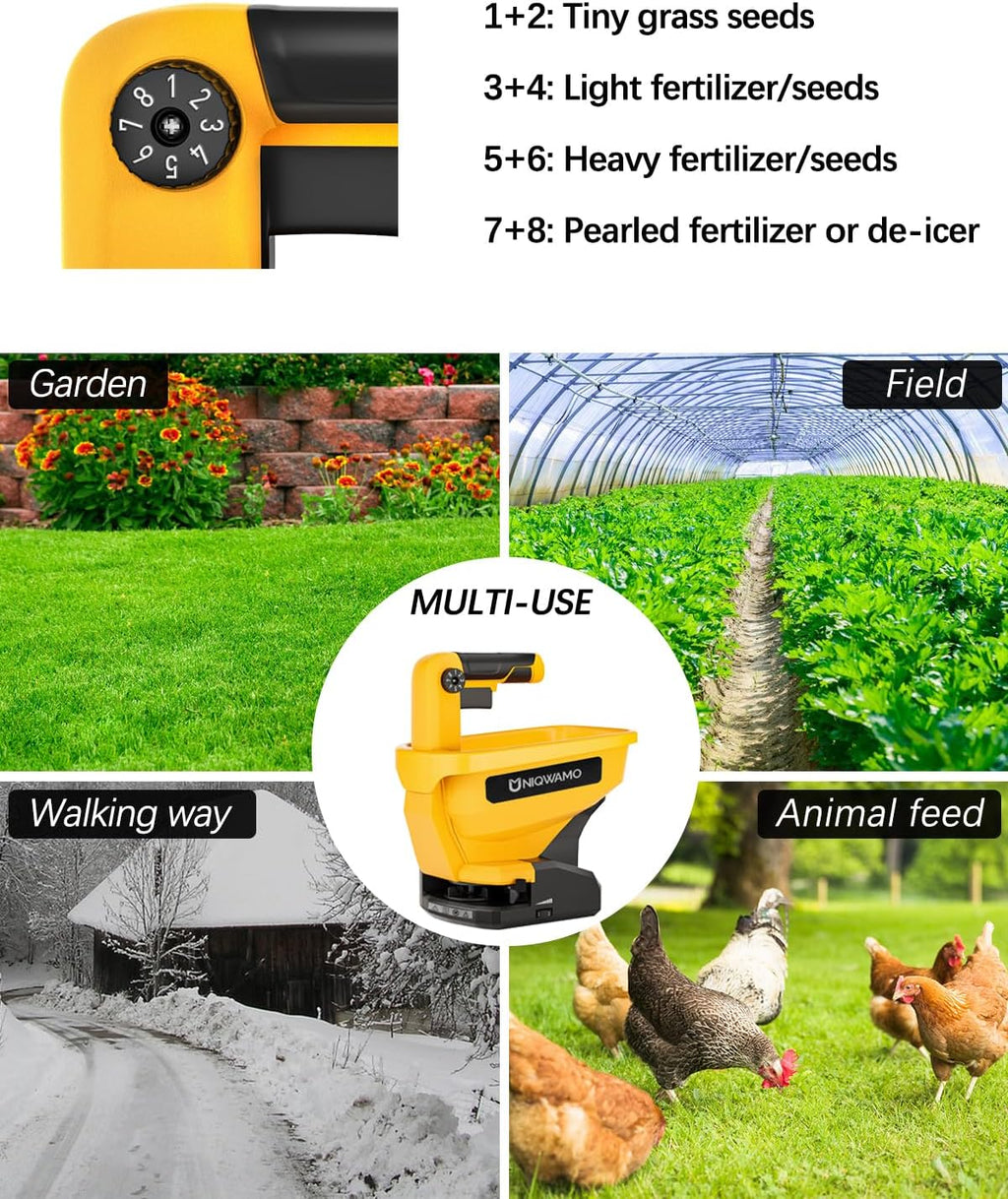 Handheld Power Spreader Compatible for Dewalt 20V/60V Battery | Available Year-Round, Grass Seeds, Rock Salt (Battery