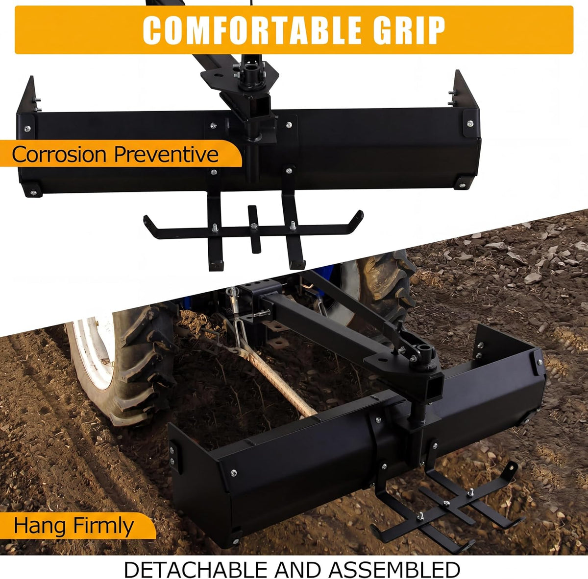 42 Inch Tow Behind Box Scraper, Lawn Tractor Attachments, Versatile Box Blade Attachment, with Tractor Box Blade