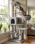 Cat Tree with Large Hammock, Multi-Level Cat Tower for Indoor Cats, Cat Condo with Sisal-Covered Scratching Posts and