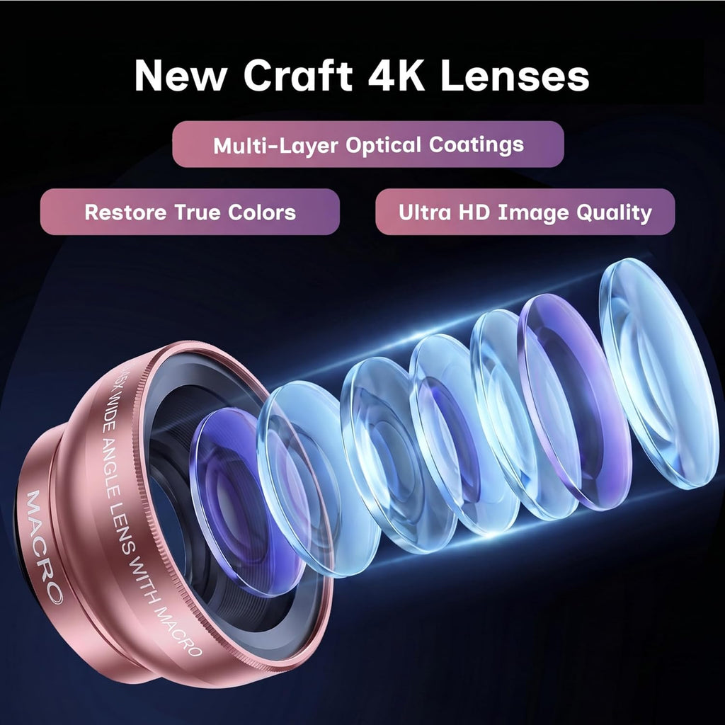 Phone Camera Lens Kit, 0.45X Super Wide Angle Lens + 15X Macro Lens 2 in 1 Professional Lens Attachment for Phone